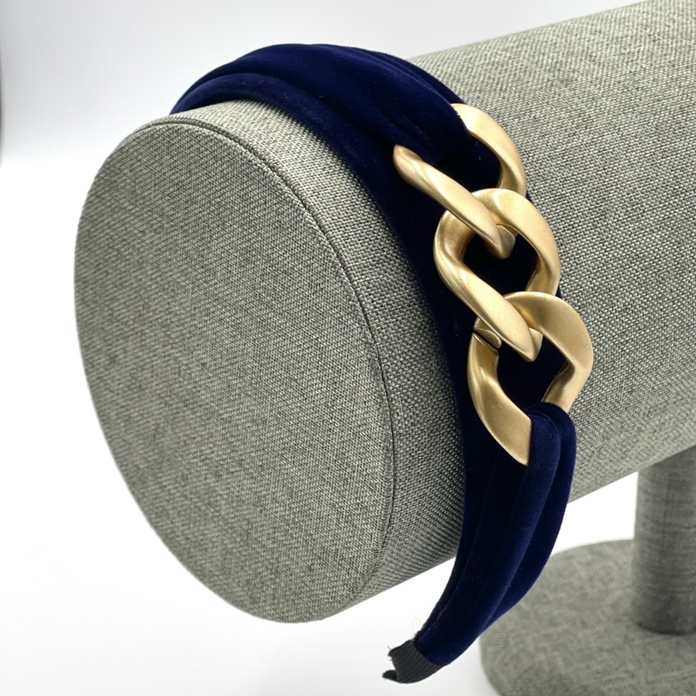 New Red Handmade Velvet Gold Chain Elegant Glamorous comfy bendable Headband - Picture 9 of 12